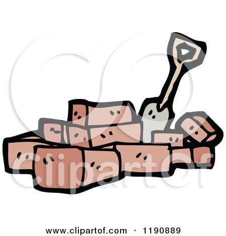 Cartoon of a Pile of Bricks - Royalty Free Vector Illustration by lineartestpilot