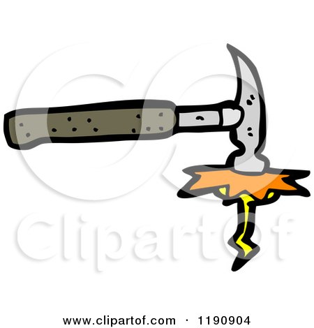 Cartoon of a Striking Hammer - Royalty Free Vector Illustration by lineartestpilot