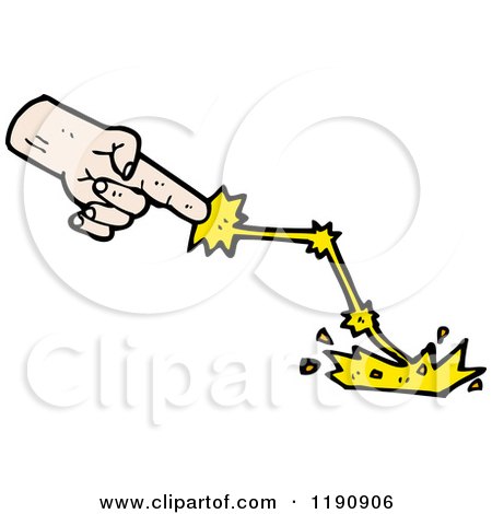 Cartoon of a Hand Shooting Electricity - Royalty Free Vector Illustration by lineartestpilot