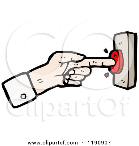 Cartoon of a Hand Pushing a Red Button - Royalty Free Vector Illustration by lineartestpilot