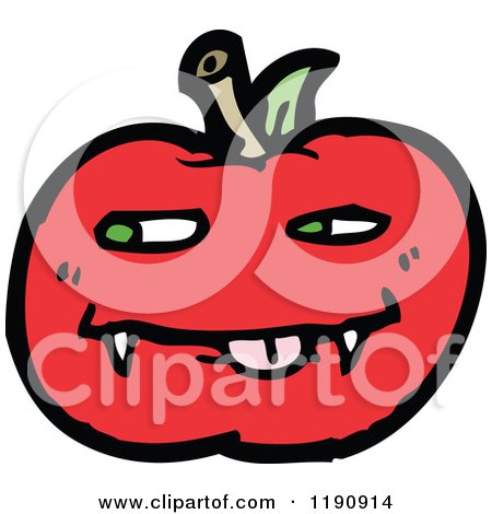 Cartoon of a Vampire Apple - Royalty Free Vector Illustration by lineartestpilot