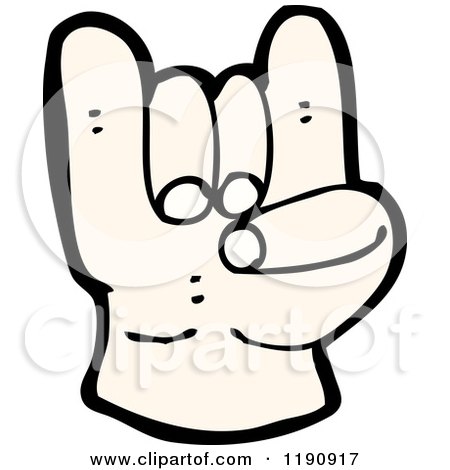 Cartoon of a Hand Doing the Rock on Sign - Royalty Free Vector Illustration by lineartestpilot