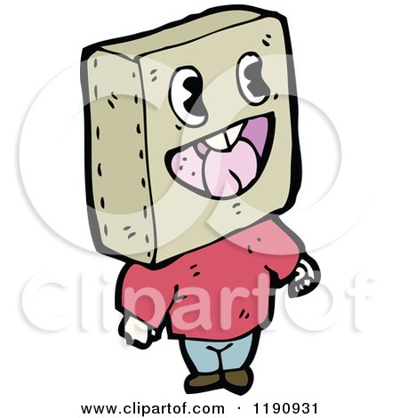 Cartoon of a Box Person - Royalty Free Vector Illustration by lineartestpilot