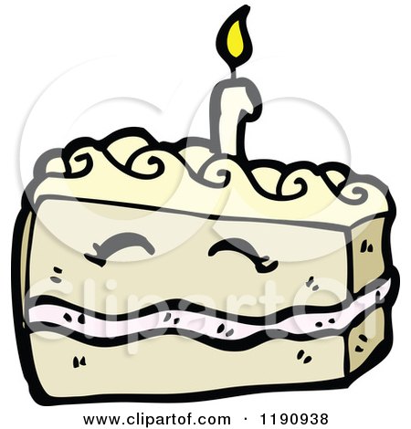 Cartoon of a Piece of a Birthday Cake - Royalty Free Vector Illustration by lineartestpilot