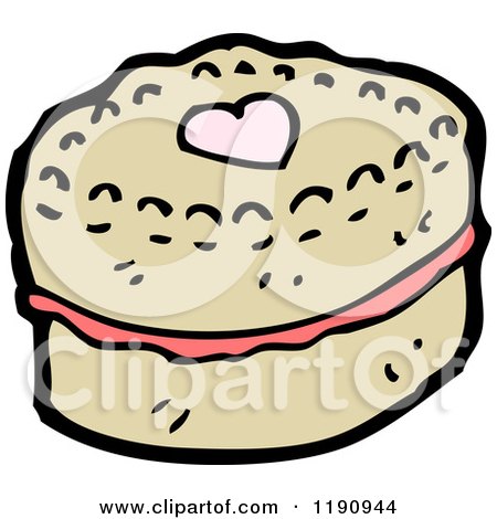 Cartoon of a Cake with a Heart - Royalty Free Vector Illustration by lineartestpilot