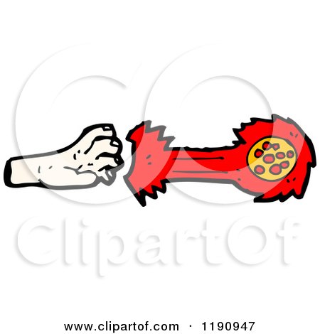Cartoon of a Hand Throwing a Fireball - Royalty Free Vector Illustration by lineartestpilot