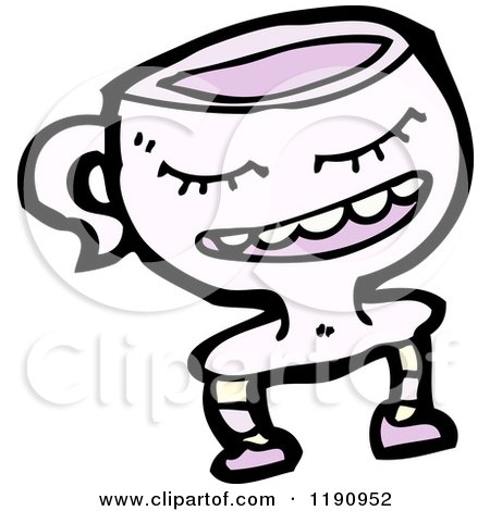 Cartoon of a Teacup Character - Royalty Free Vector Illustration by lineartestpilot