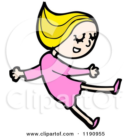 Cartoon of a Girl - Royalty Free Vector Illustration by lineartestpilot