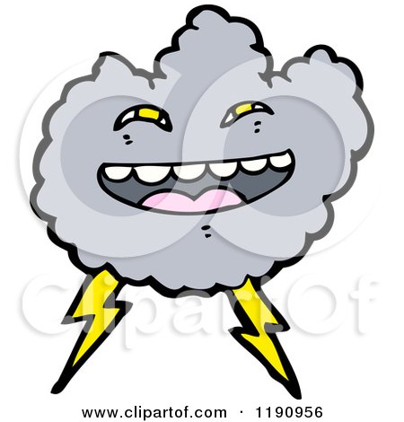 Cartoon of a Storm Cloud with Lightning Bolts - Royalty Free Vector Illustration by lineartestpilot
