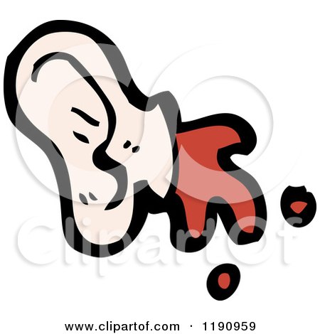 Cartoon of a Bloody Severed Ear - Royalty Free Vector Illustration by lineartestpilot