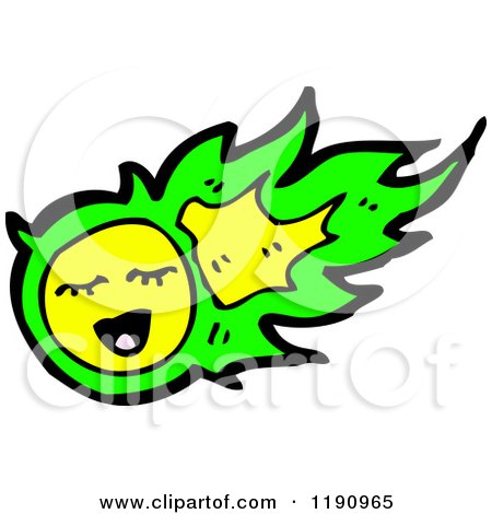 Cartoon of a Green Flame Creature - Royalty Free Vector Illustration by lineartestpilot