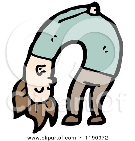Cartoon of a Person Bending over - Royalty Free Vector Illustration by lineartestpilot