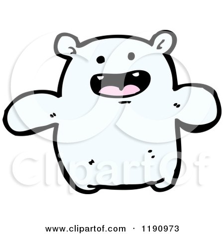 Cartoon of a White Puffy Creature - Royalty Free Vector Illustration by lineartestpilot