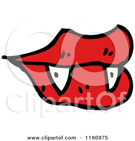 Cartoon of Vampire Lips and Fangs - Royalty Free Vector Illustration by lineartestpilot