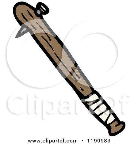 Cartoon of Wood with a Nail - Royalty Free Vector Illustration by lineartestpilot