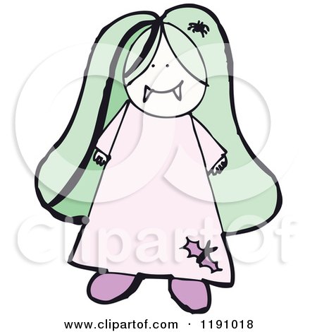 Cartoon of a Sick Figure Vampire Girl - Royalty Free Vector Illustration by lineartestpilot