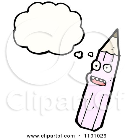 Cartoon of a Pencil Thinking - Royalty Free Vector Illustration by lineartestpilot