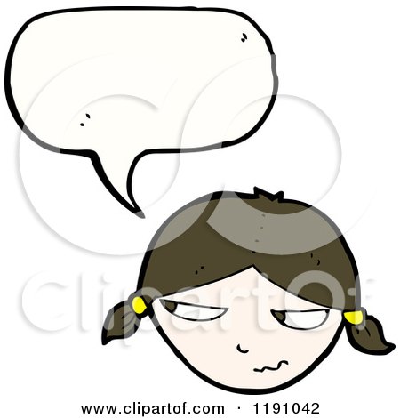 Cartoon of a Girl's Head Speaking - Royalty Free Vector Illustration by lineartestpilot