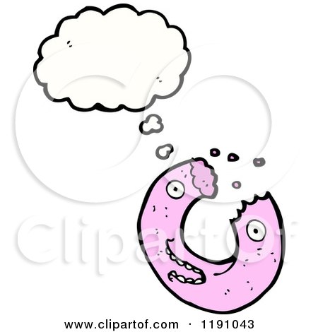 Cartoon of a Pink Donut Thinking - Royalty Free Vector Illustration by lineartestpilot