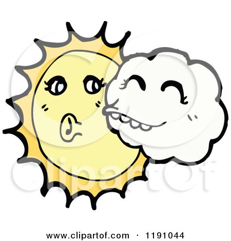 Cartoon of a Happy Sun and Cloud - Royalty Free Vector Illustration by lineartestpilot