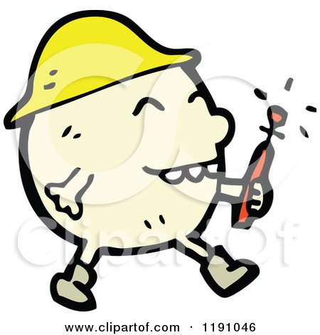Cartoon of a Construction Worker Character - Royalty Free Vector Illustration by lineartestpilot