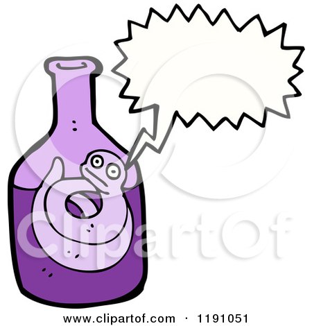 Cartoon of a Tequila Bottle with a Worm Speaking - Royalty Free Vector Illustration by lineartestpilot