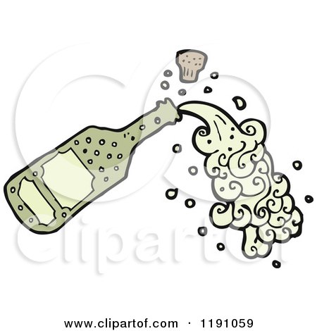 Cartoon of a Champaign Bottle - Royalty Free Vector Illustration by lineartestpilot