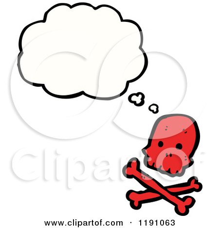 Cartoon of a Skull and Crossbones Thinking - Royalty Free Vector Illustration by lineartestpilot