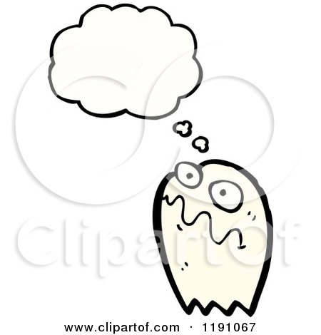 Cartoon of a Ghost Thinking - Royalty Free Vector Illustration by lineartestpilot