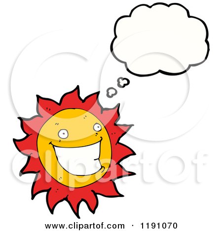 Cartoon of a Sun Thinking - Royalty Free Vector Illustration by lineartestpilot