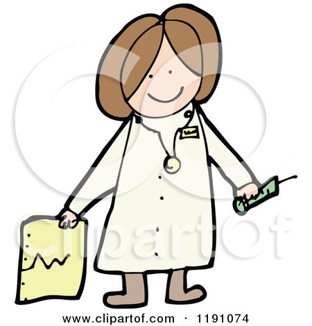 Cartoon of a Sick Figure Nurse - Royalty Free Vector Illustration by lineartestpilot