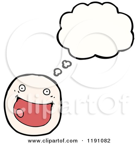 Cartoon of a Face Thinking - Royalty Free Vector Illustration by