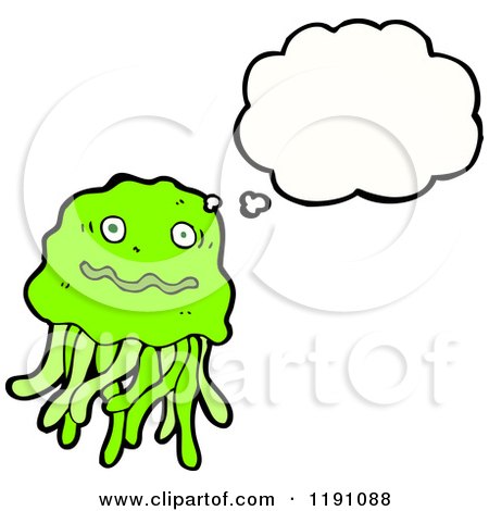 Cartoon of a Jellyfish Thinking - Royalty Free Vector Illustration by lineartestpilot