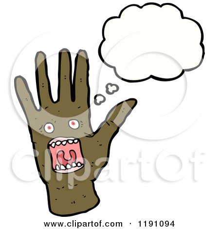 Cartoon of a Hand with a Face - Royalty Free Vector Illustration by lineartestpilot