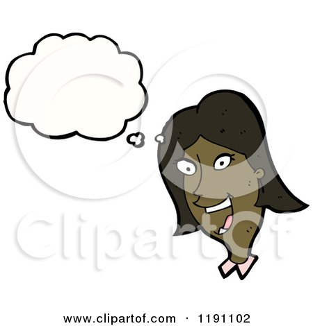 Cartoon of a Black Woman Thinking - Royalty Free Vector Illustration by lineartestpilot