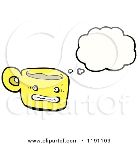 Cartoon of a Coffee Mug Thinking - Royalty Free Vector Illustration by lineartestpilot