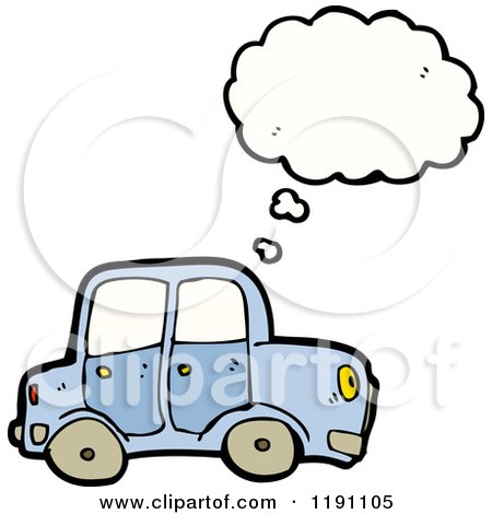 Cartoon of a Car Thinking - Royalty Free Vector Illustration by lineartestpilot