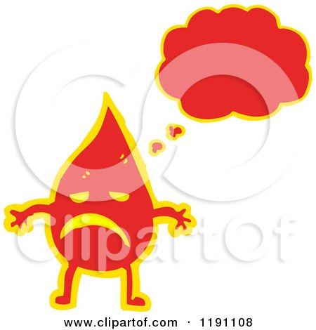 Cartoon of a Flame Character Thinking - Royalty Free Vector Illustration by lineartestpilot