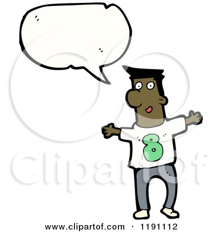 Cartoon of a Black Man Wearing a Shirt with the Number8 - Royalty Free Vector Illustration by lineartestpilot