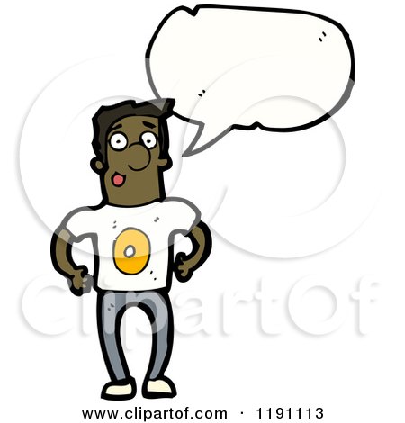 Cartoon of a Black Man Wearing a Shirt with the Number 0 - Royalty Free Vector Illustration by lineartestpilot