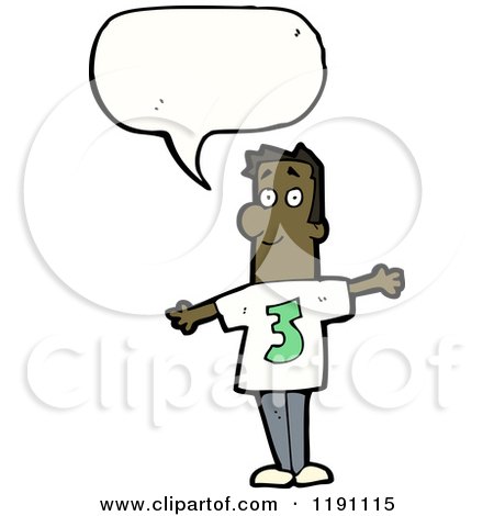 Cartoon of a Black Man Wearing a Shirt with the Number 3 - Royalty Free Vector Illustration by lineartestpilot