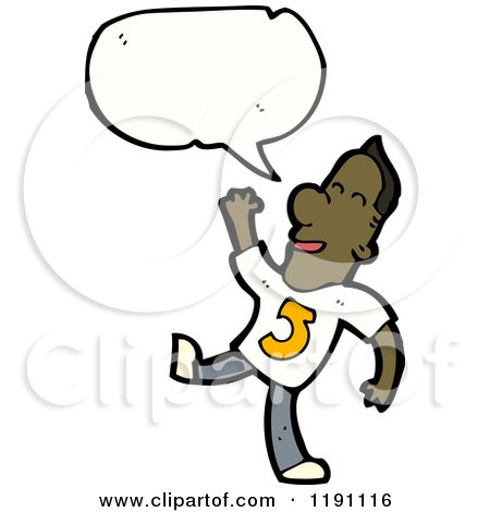 Cartoon of a Black Man Wearing a Shirt with the Number 5 - Royalty Free Vector Illustration by lineartestpilot