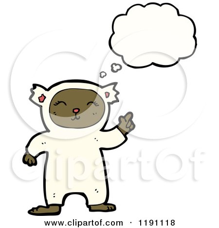 Cartoon of a Child Wearing an Animal Costume Thinking - Royalty Free Vector Illustration by lineartestpilot