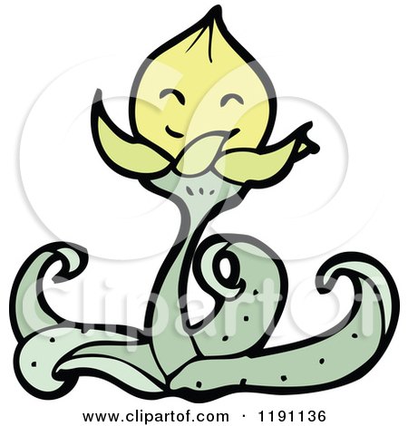 Cartoon of a Smiling Flower - Royalty Free Vector Illustration by lineartestpilot