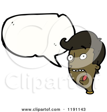 Cartoon of a Black Boy's Head Speaking - Royalty Free Vector Illustration by lineartestpilot