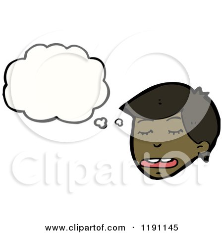 Cartoon of a Black Boy's Head Thinking - Royalty Free Vector Illustration by lineartestpilot