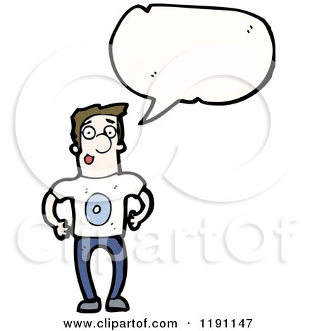 Cartoon of a Man Wearing a Shirt with the Number 0 - Royalty Free Vector Illustration by lineartestpilot