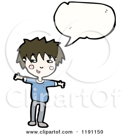 Cartoon of a Boy Speaking - Royalty Free Vector Illustration by lineartestpilot