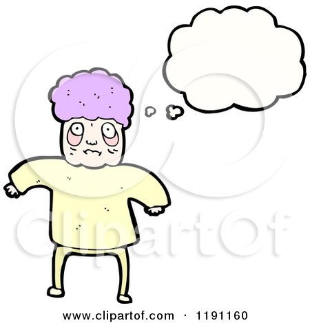 Cartoon of a Tired Old Woman Thinking, - Royalty Free Vector Illustration by lineartestpilot
