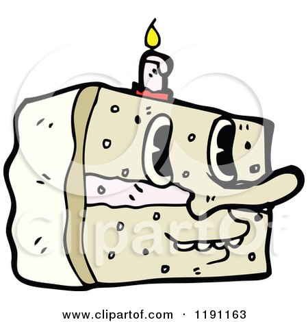 Cartoon of a Smiling Piece of Birthday Cakes - Royalty Free Vector Illustration by lineartestpilot